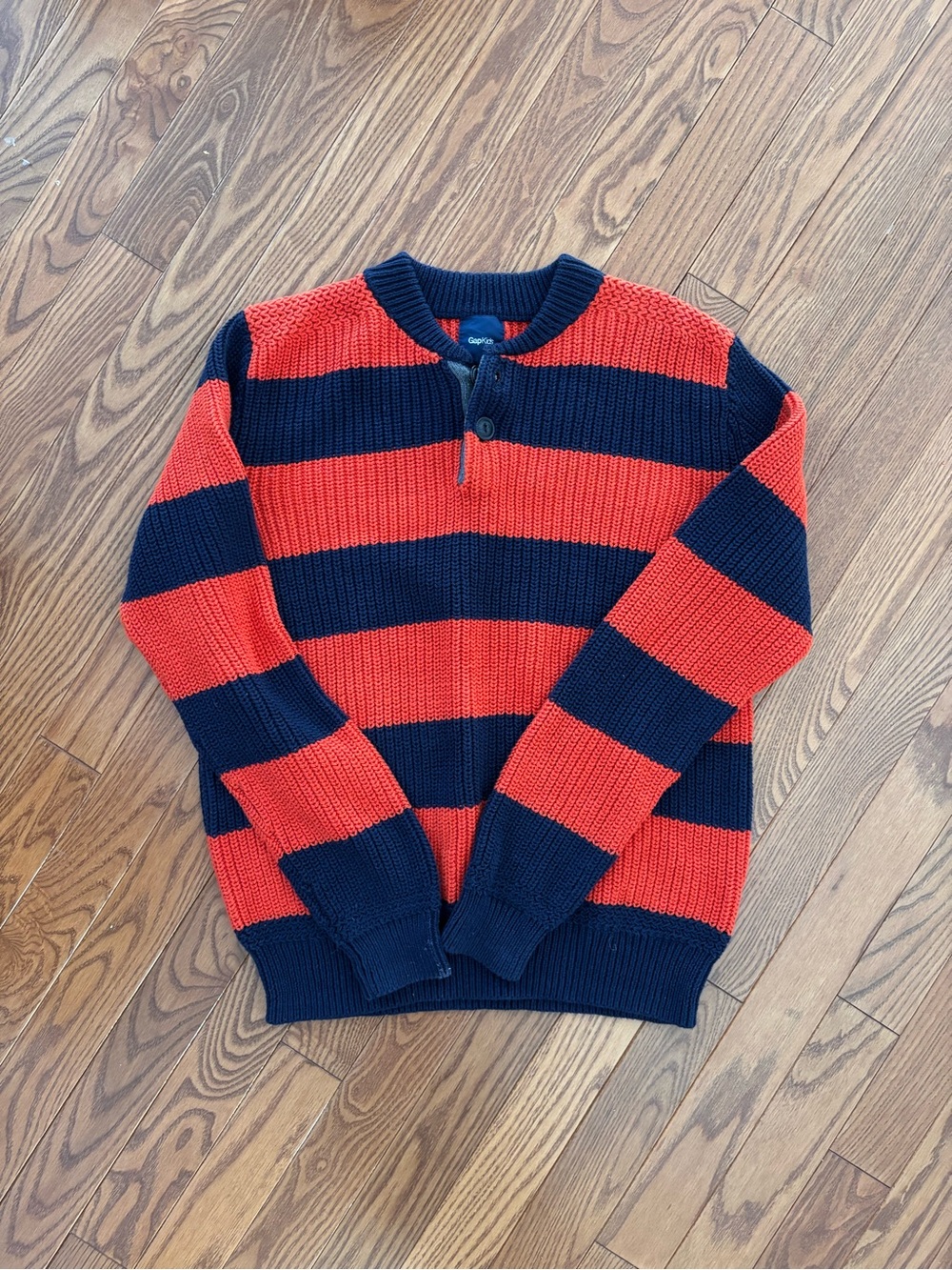 GAP Red & Navy Striped Half-Zip Sweater